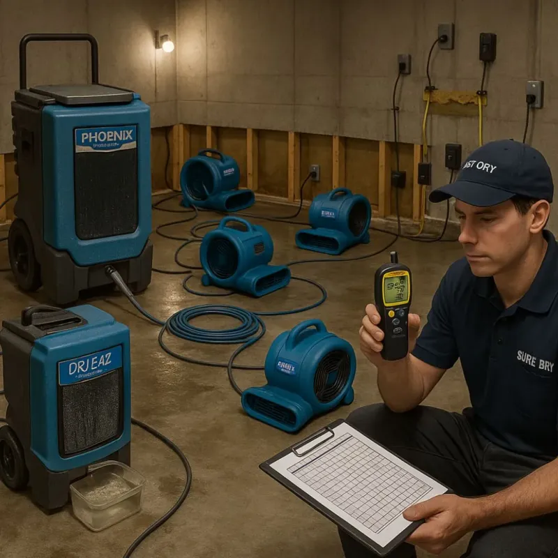 Structural Drying and Dehumidification process in Woodbine, IA